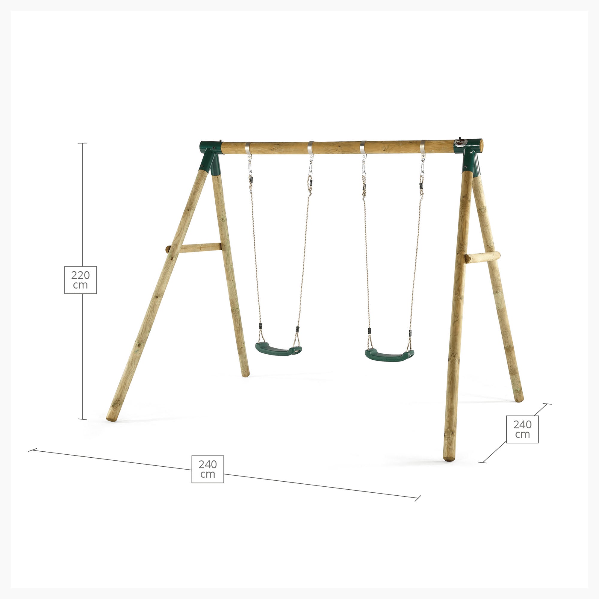 Dimensions of Plum Play's Marmoset Wooden Double Swing Set