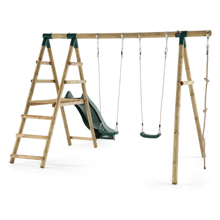 Back view of Plum Play's Giant Baboon Wooden Swing Set