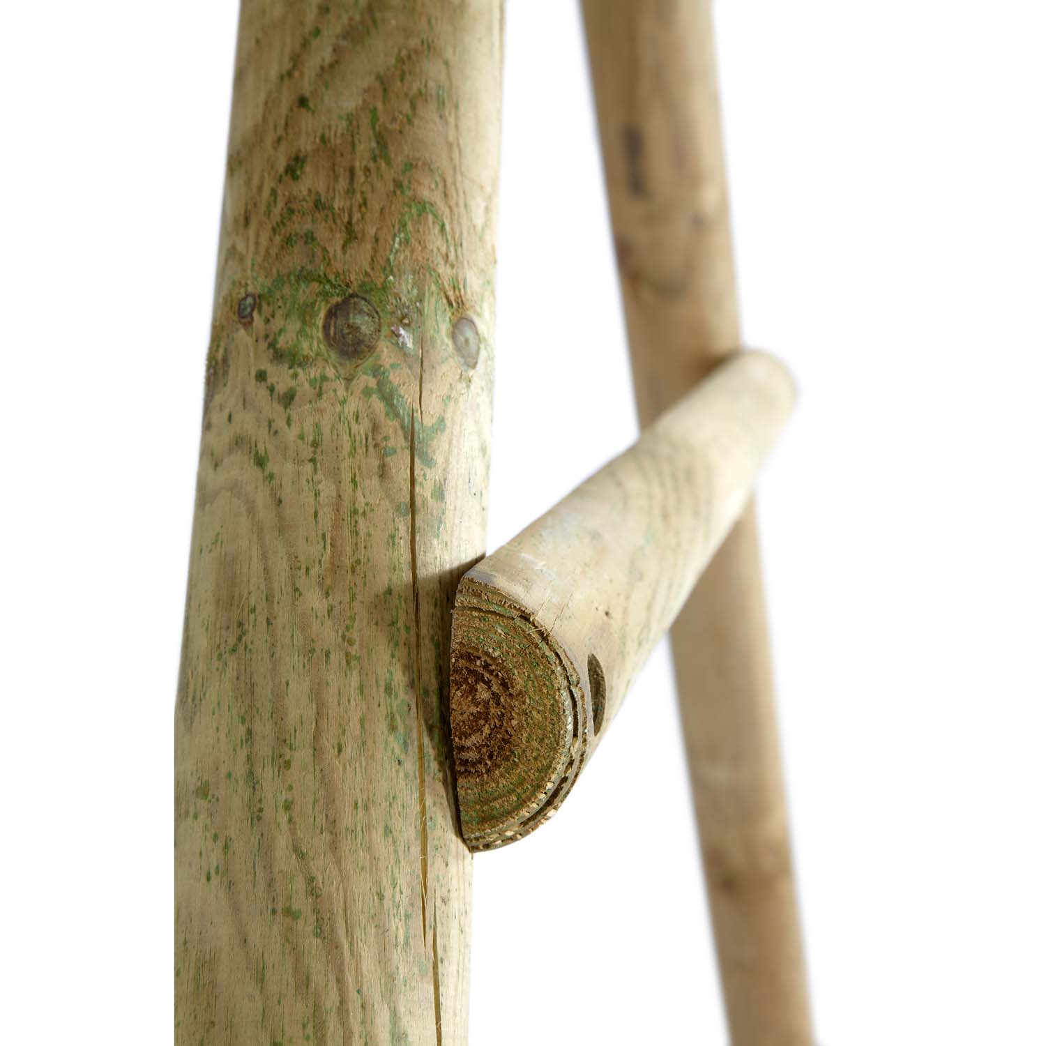 Close-up of sustainably sourced pole timber used in Plum Play's Giant Baboon Wooden Swing Set