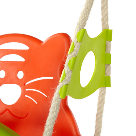 Close-up of soft ropes with handle in Plum Play's 3-in-1 Wooden Growing Swing Set