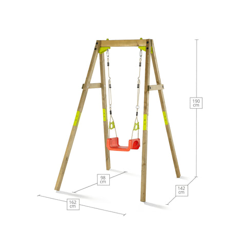 Dimensions in child mode with full height in Plum Play's 3-in-1 Wooden Growing Swing Set