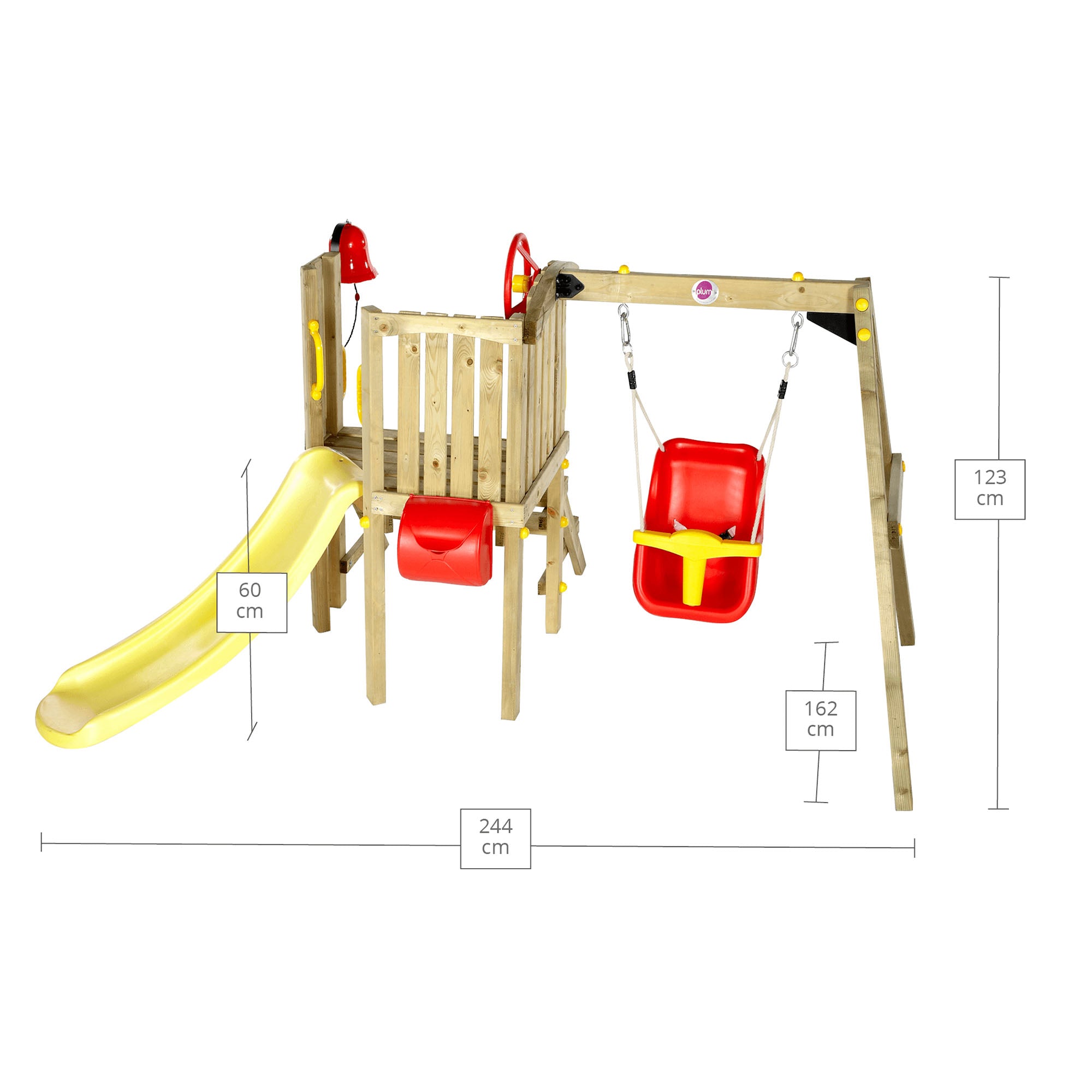 Dimensions of Plum Play's Toddlers Tower Wooden Climbing Frame