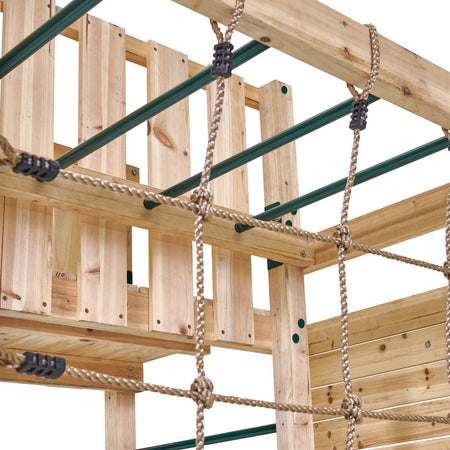 Monkey bars in Plum Play's Wooden Climbing Cube XL