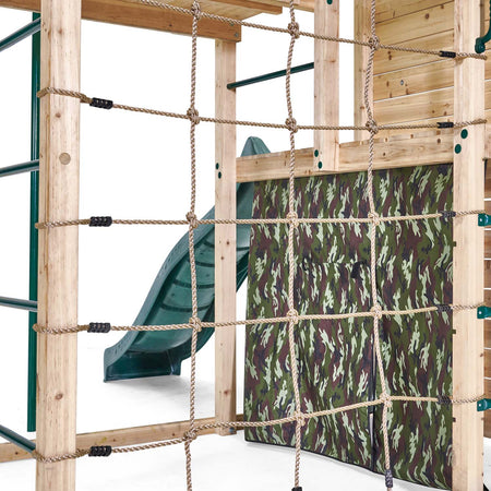 Cargo net climber in Plum Play's Wooden Climbing Cube XL