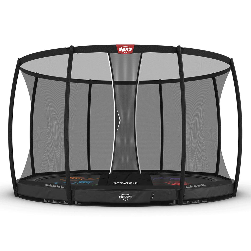 430cm or 14.1ft BERG Elite InGround Round Trampoline with 'Levels' Jump Mat and Safety Net DLX XL in Grey colour