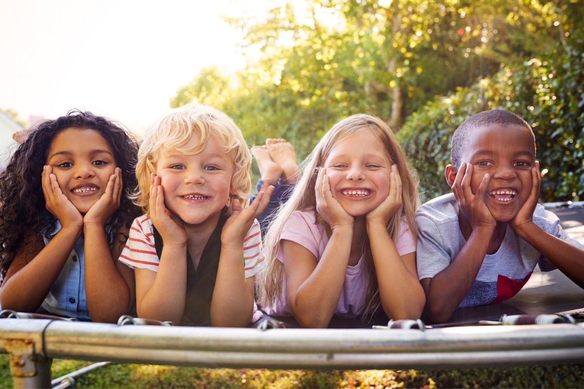children on trampoline