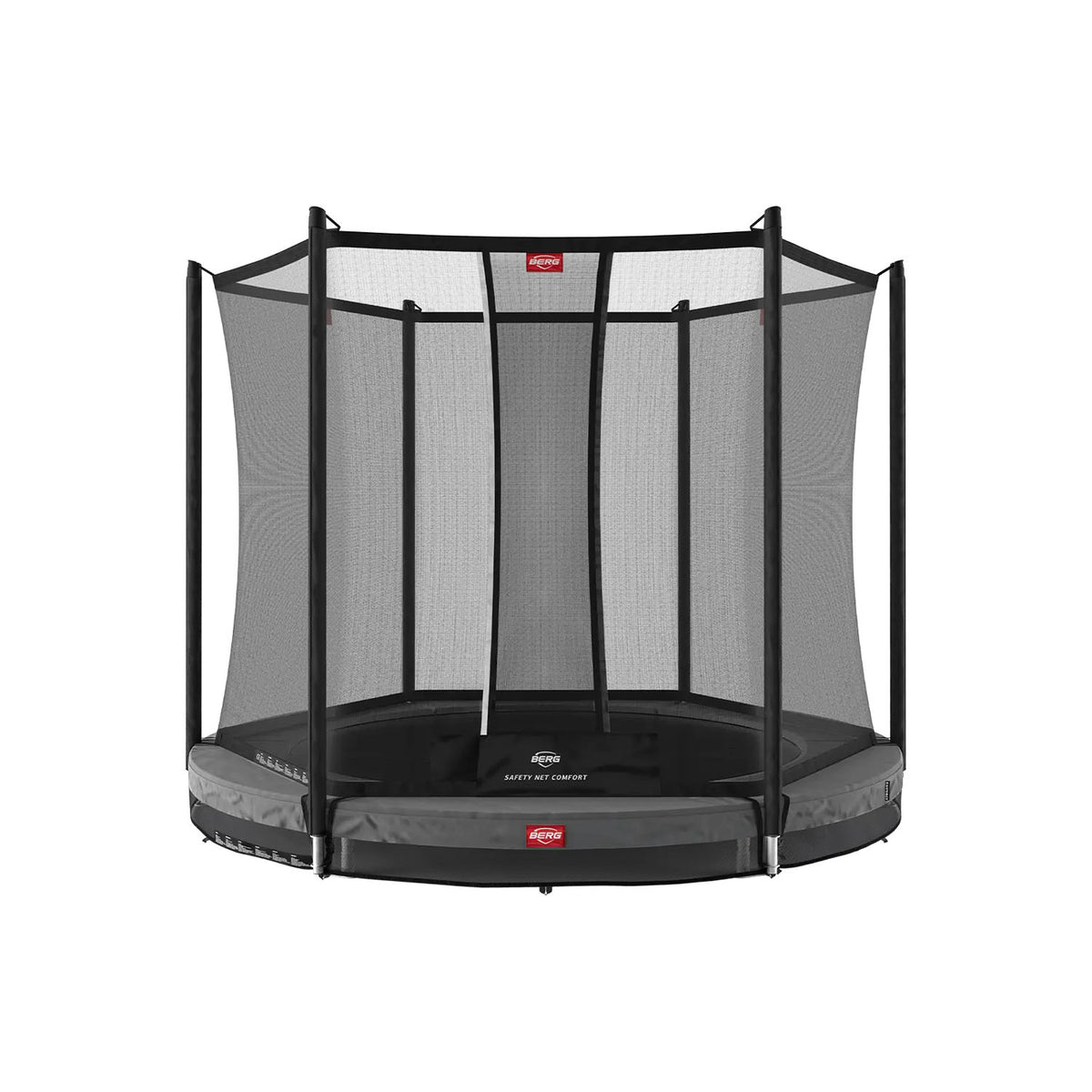 200cm or 6.6ft BERG Favorit InGround Round Trampoline with Safety Net Comfort in Grey colour