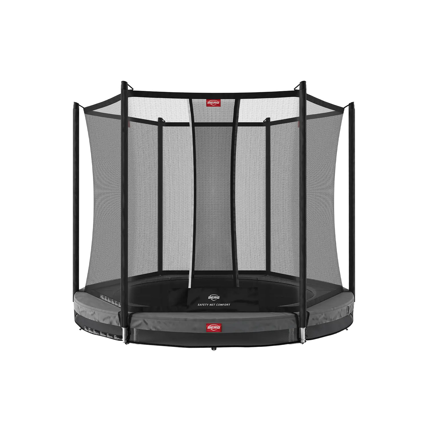 200cm or 6.6ft BERG Favorit InGround Round Trampoline with Safety Net Comfort in Grey colour
