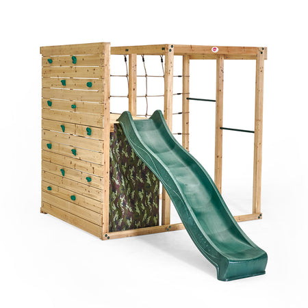 Right angle front view of Plum Play's Wooden Climbing Cube