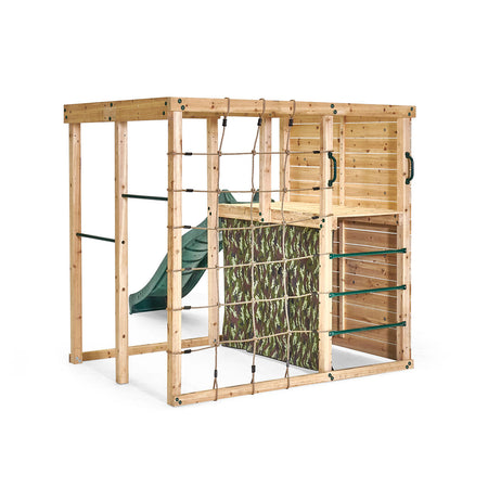 Left angle back view of Plum Play's Wooden Climbing Cube