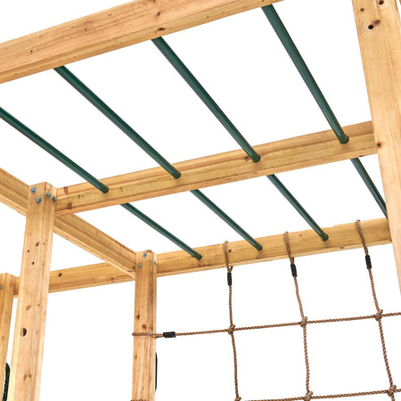 Monkey bars in Plum Play's Wooden Climbing Cube