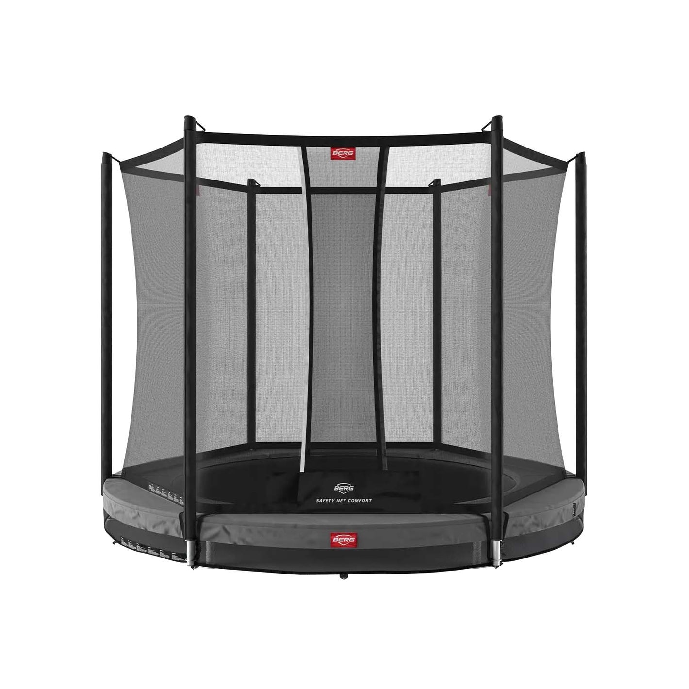 270cm or 8.9ft BERG Favorit InGround Round Trampoline with Safety Net Comfort in Grey colour