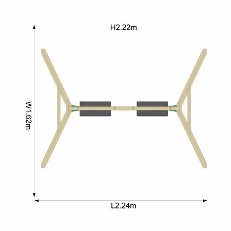 Dimensions of Plum Play's Wooden Double Swing Set