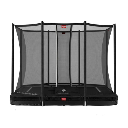 280 x 190cm or 9.2 x 6.2ft BERG Ultim Favorit InGround Rectangular Trampoline with Safety Net Comfort in Black colour