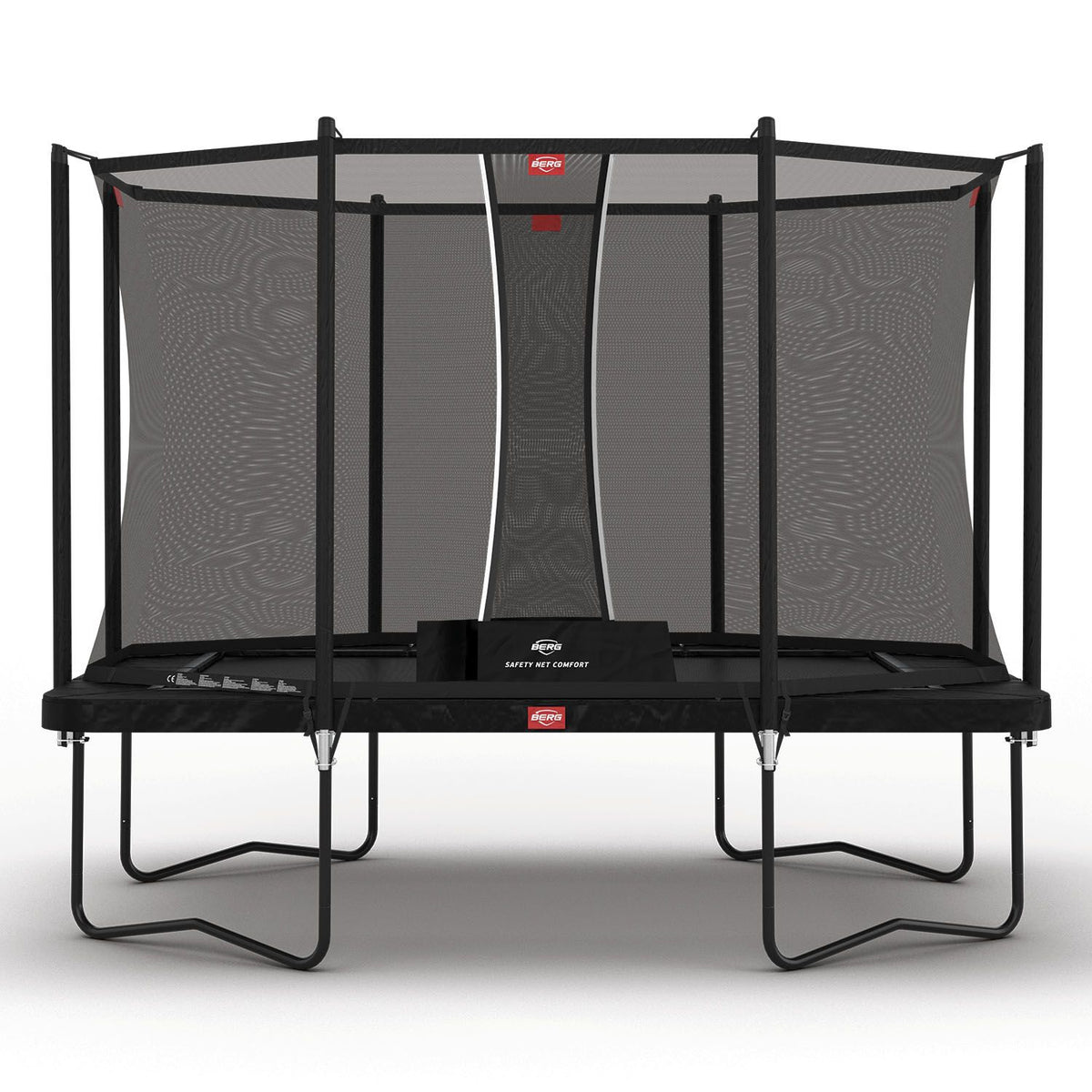 330 x 220cm or 10.8 x 7.2ft BERG Ultim Favorit Rectangular Trampoline with Safety Net Comfort in Black colour