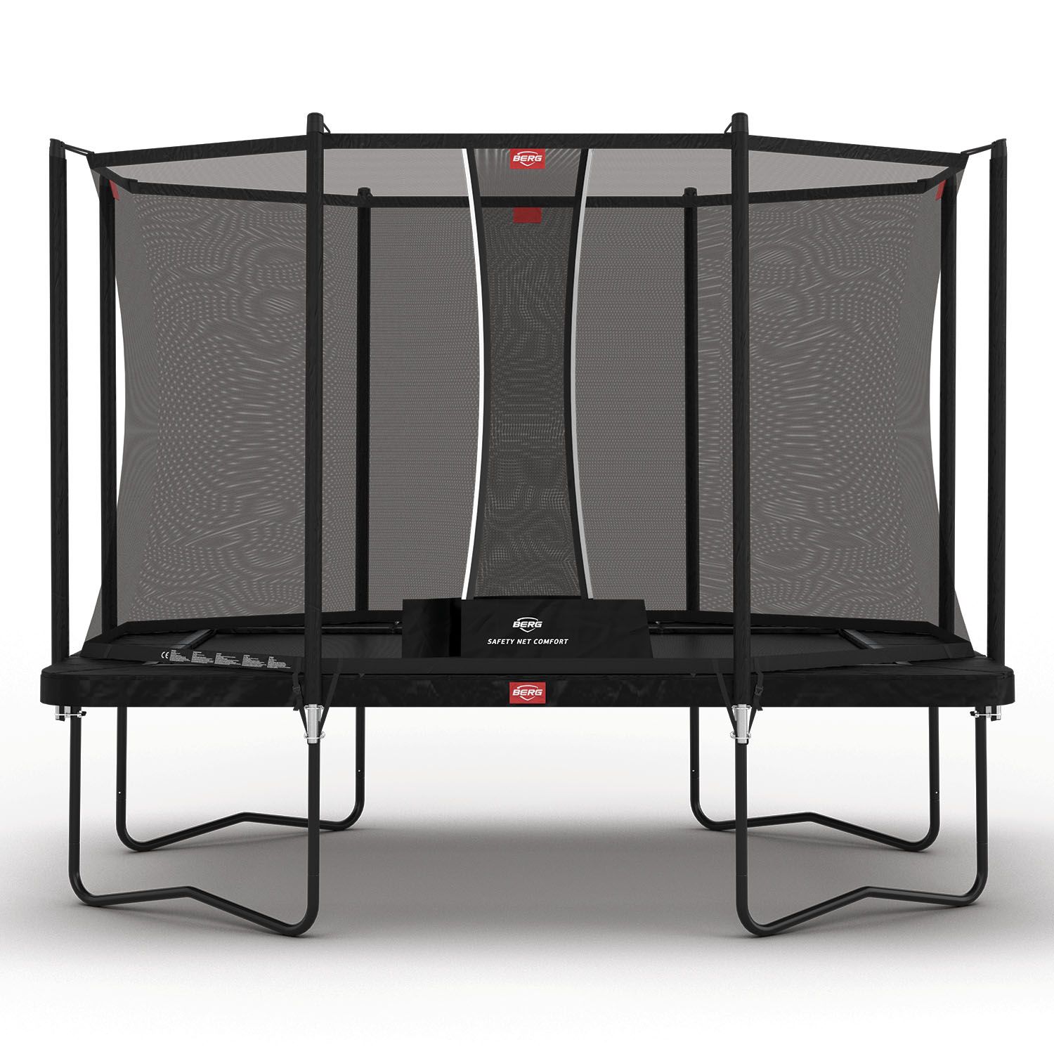 330 x 220cm or 10.8 x 7.2ft BERG Ultim Favorit Rectangular Trampoline with Safety Net Comfort in Black colour