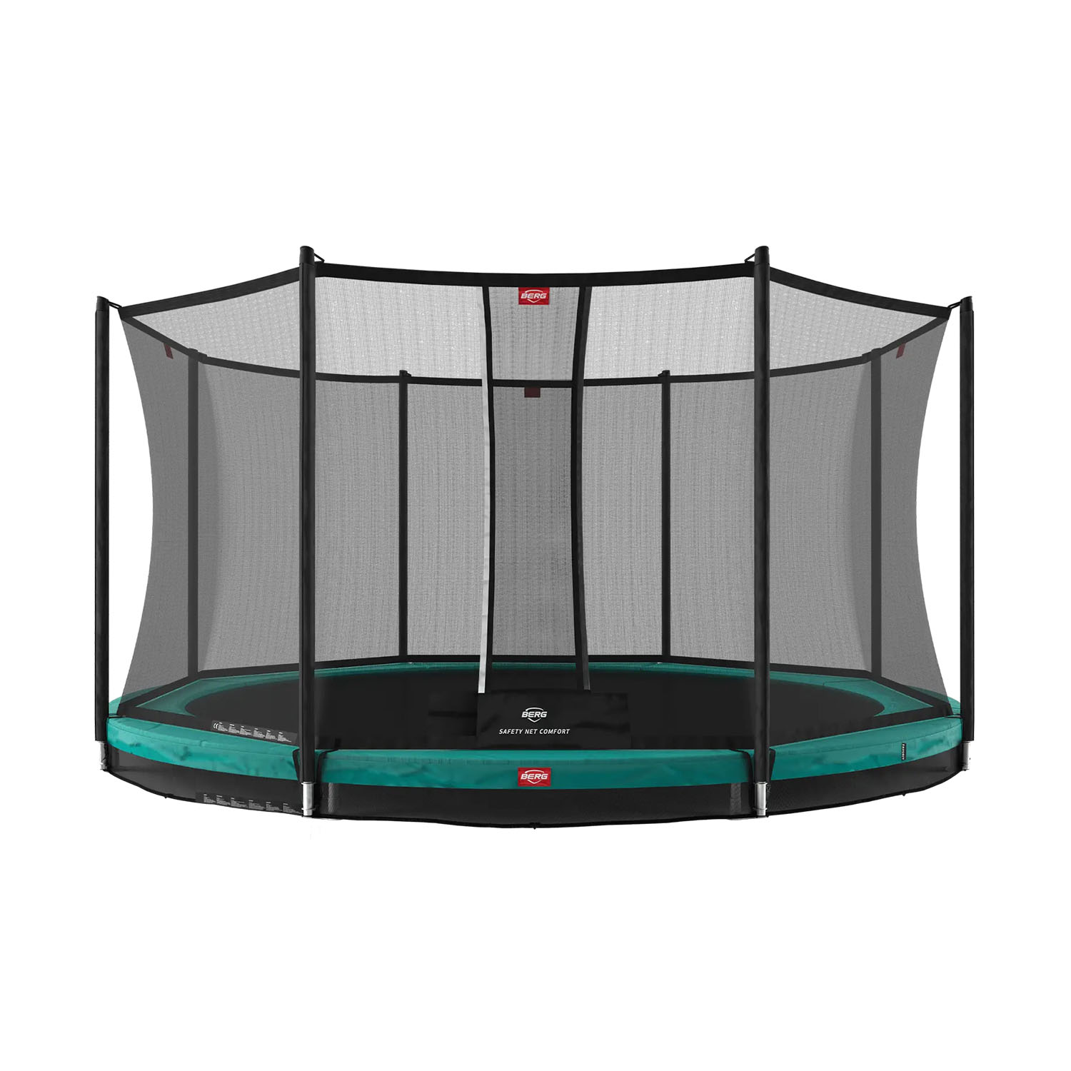 380cm or 12.5ft BERG Favorit InGround Round Trampoline with Safety Net Comfort in Green colour