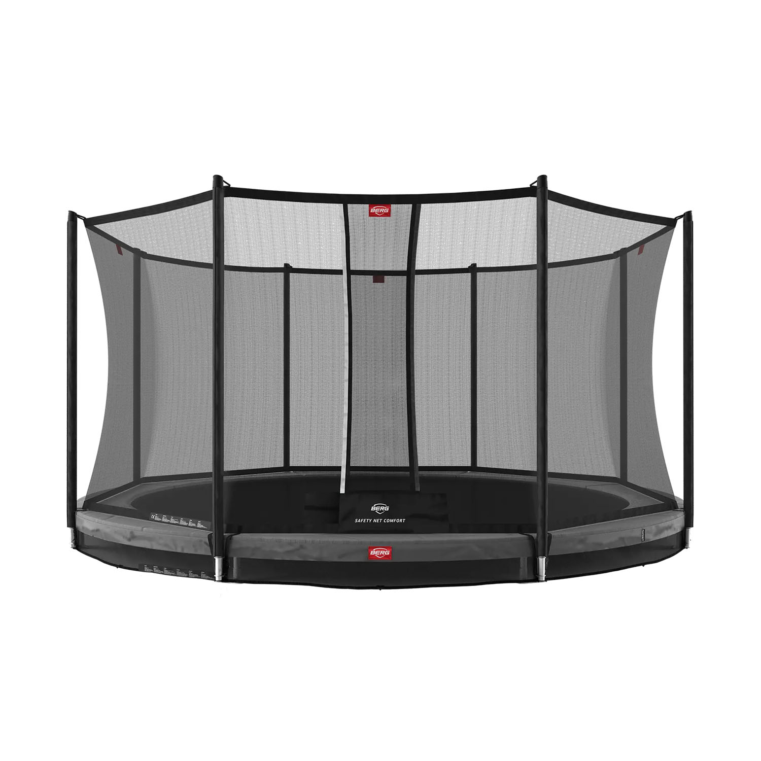 380cm or 12.5ft BERG Favorit InGround Round Trampoline with Safety Net Comfort in Grey colour