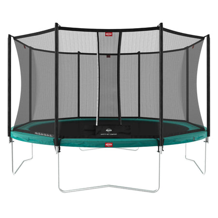 380cm or 12.5ft BERG Favorit Round Trampoline with Safety Net Comfort in Green colour