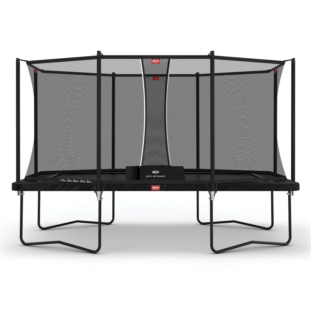 410 x 250cm or 13.5 x 8.2ft BERG Ultim Favorit Rectangular Trampoline with Safety Net Comfort in Black colour