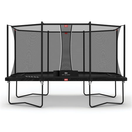 410 x 250cm or 13.5 x 8.2ft BERG Ultim Favorit Rectangular Trampoline with Safety Net Comfort in Black colour
