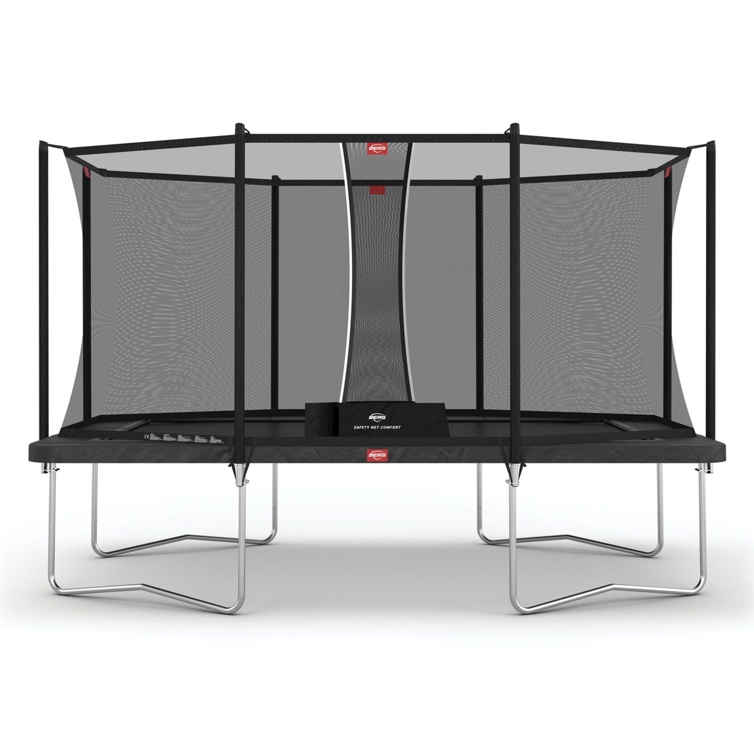 410 x 250cm or 13.5 x 8.2ft BERG Ultim Favorit Rectangular Trampoline with Safety Net Comfort in Grey colour