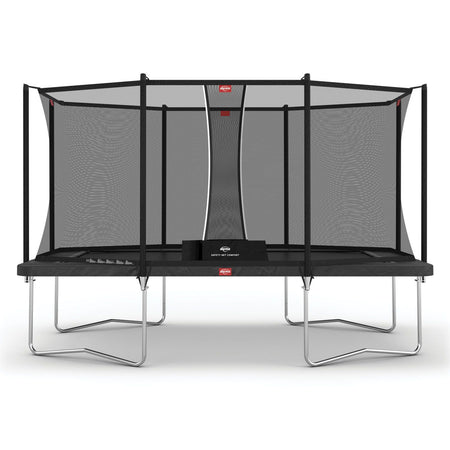 410 x 250cm or 13.5 x 8.2ft BERG Ultim Favorit Rectangular Trampoline with Safety Net Comfort in Grey colour