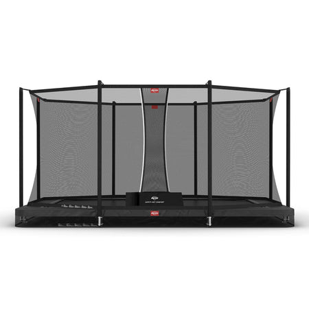 420 x 250cm or 13.5ft x 8.2ft BERG Ultim Favorit InGround Rectangular Trampoline with Safety Net Comfort in Grey colour