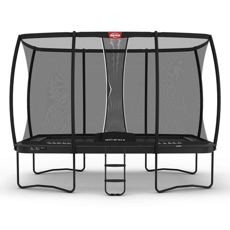 500 x 300cm or 16.4ft x 9.8ft BERG Ultim Champion Rectangular Trampoline with Safety Net DLX XL in Grey colour