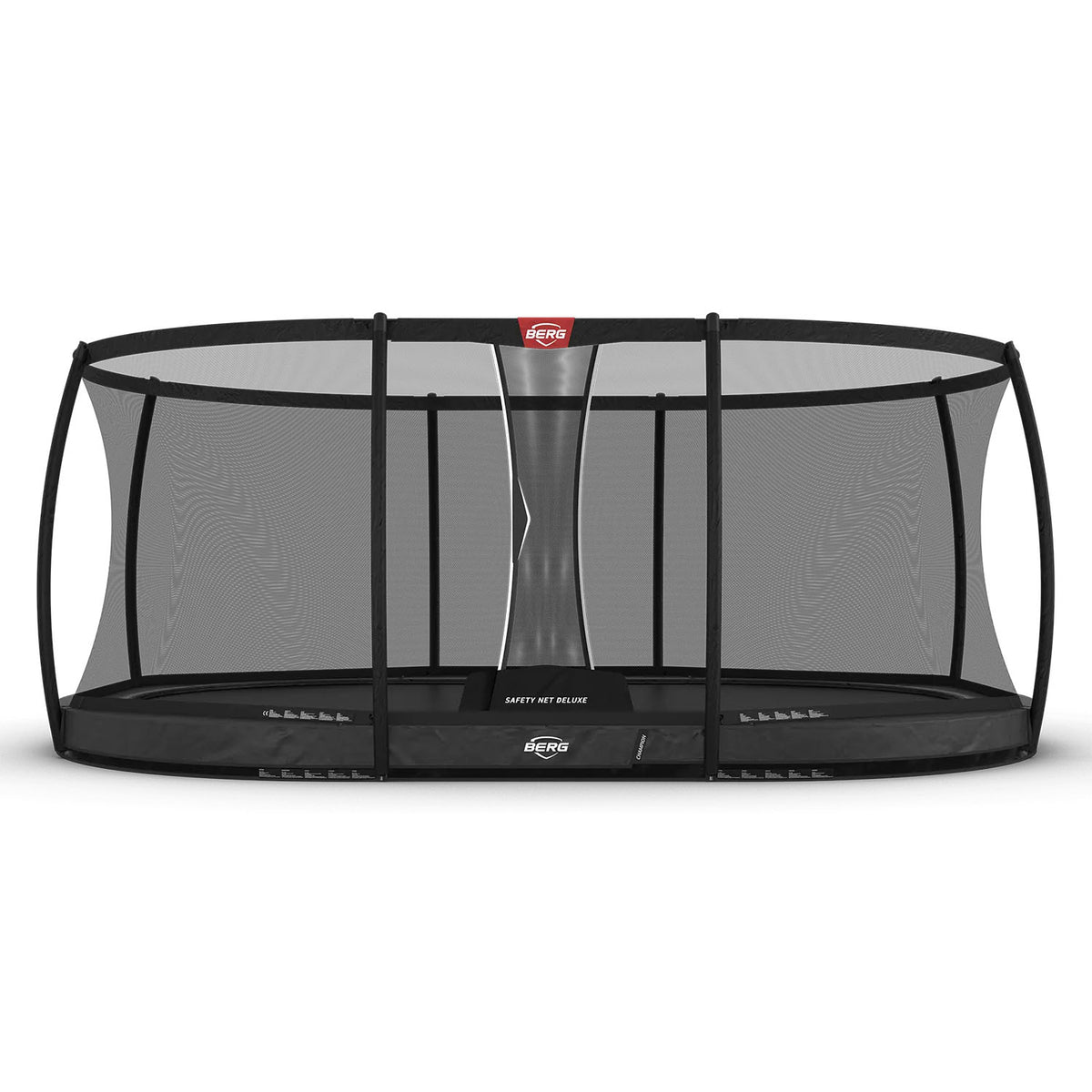 520 x 345cm or 17.1 x 11.3ft BERG Grand Champion InGround Oval Trampoline with Safety Net Deluxe in Grey colour