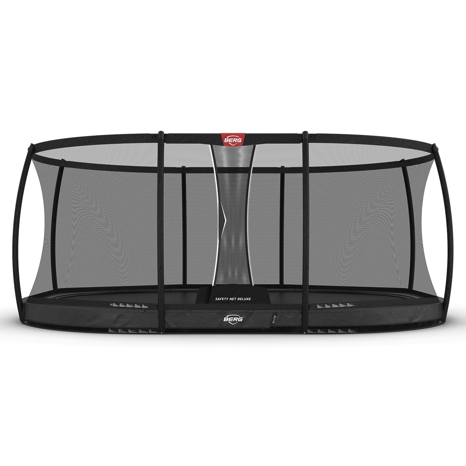 520 x 345cm or 17.1ft x 11.3ft BERG Grand Elite InGround Oval Trampoline with Safety Net Deluxe in Grey colour