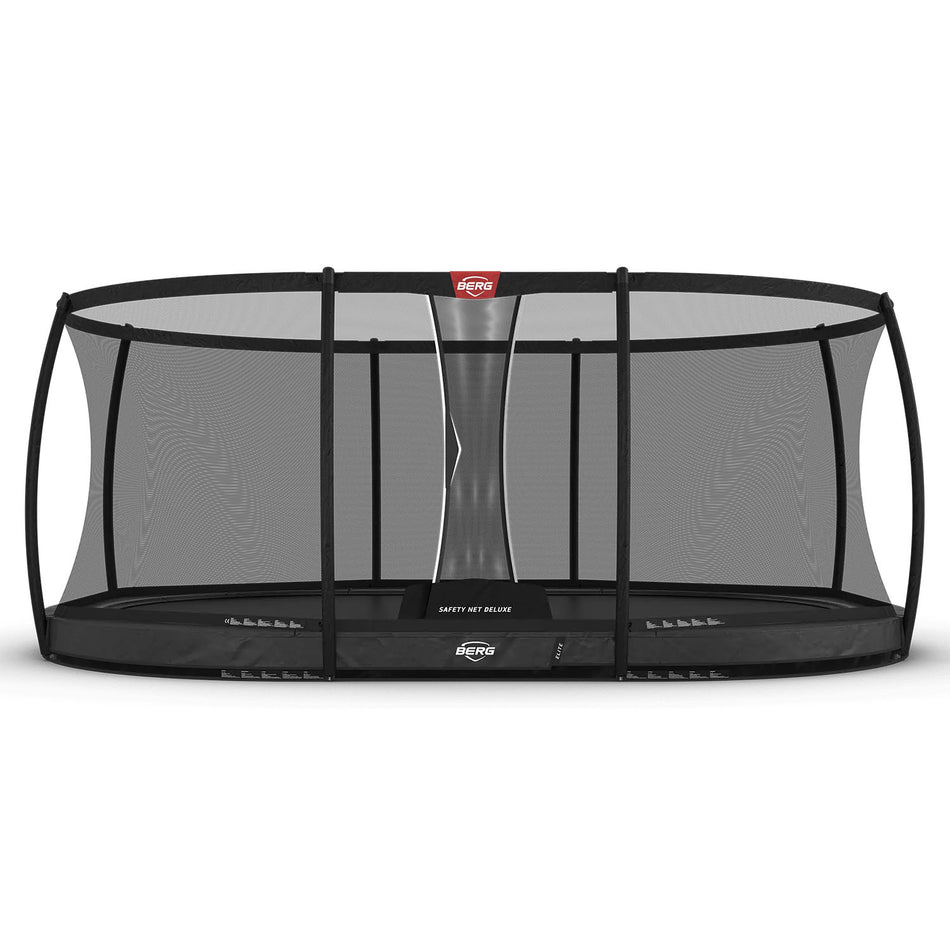 520 x 345cm or 17.1ft x 11.3ft BERG Grand Elite InGround Oval Trampoline with Safety Net Deluxe in Grey colour