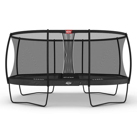 520 x 345cm or 17.1 x 11.3ft BERG Grand Elite Oval Trampoline with Safety Net Deluxe in Grey colour