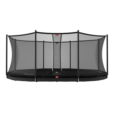 520 x 345cm or 17.1ft x 11.3ft BERG Grand Favorit InGround Oval Trampoline with Safety Net Comfort in Black colour