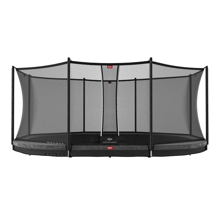 520 x 345cm or 17.1ft x 11.3ft BERG Grand Favorit InGround Oval Trampoline with Safety Net Comfort in Grey colour