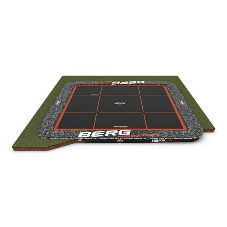 5x5 or 16ft x 16ft BERG SPORTS Ultim Pro Bouncer FlatGround Square Trampoline in Grey colour