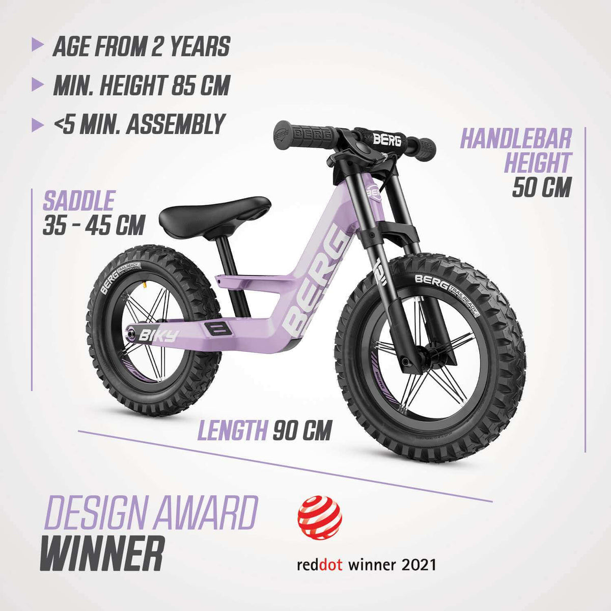 BERG Biky Cross Purple Handbrake Balance Bike for Kids