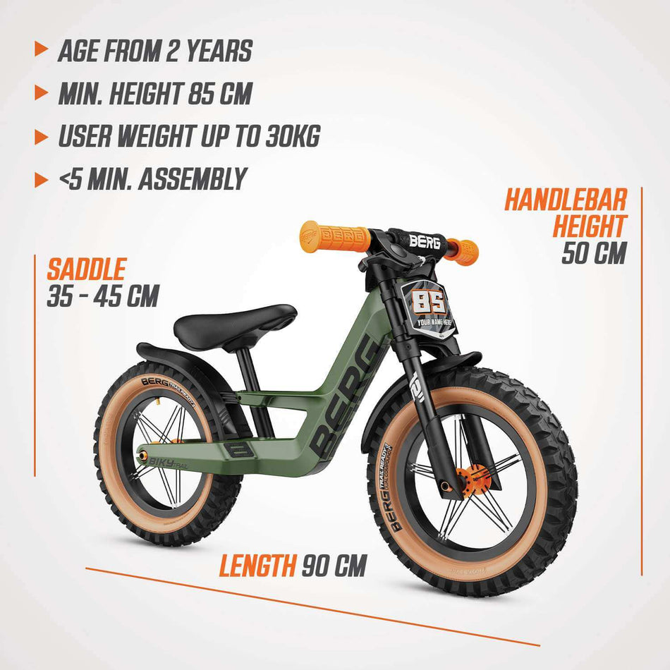 BERG Biky Trail Green Handbrake Balance Bike (Age 2.5+)