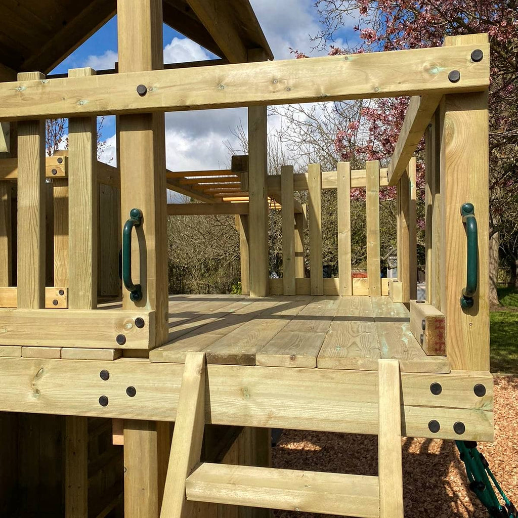 Entrance to top level of Discovery Timber Play Explorer Climbing Frame
