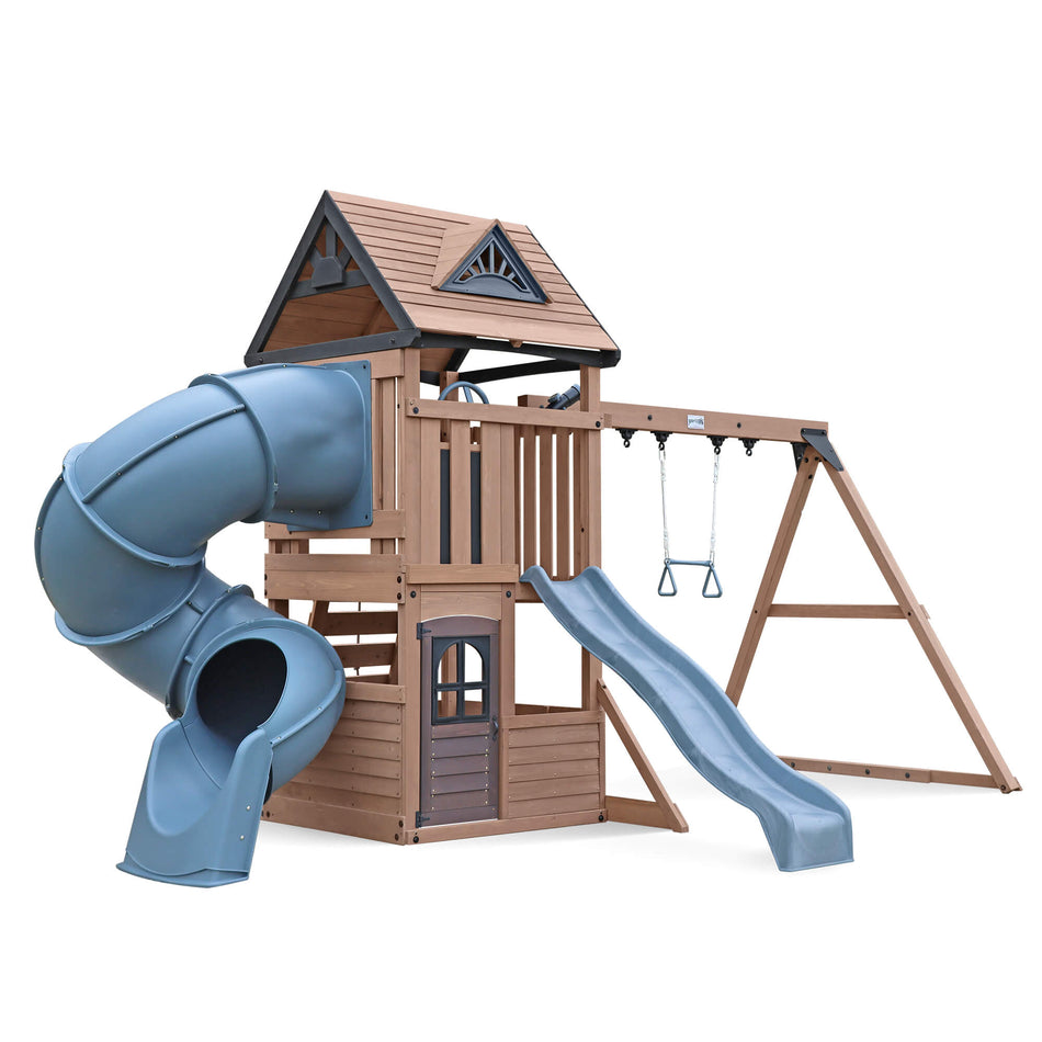 Mountain Peak Outdoor Climbing Frame with Swings, Trapeze & 2x Slides