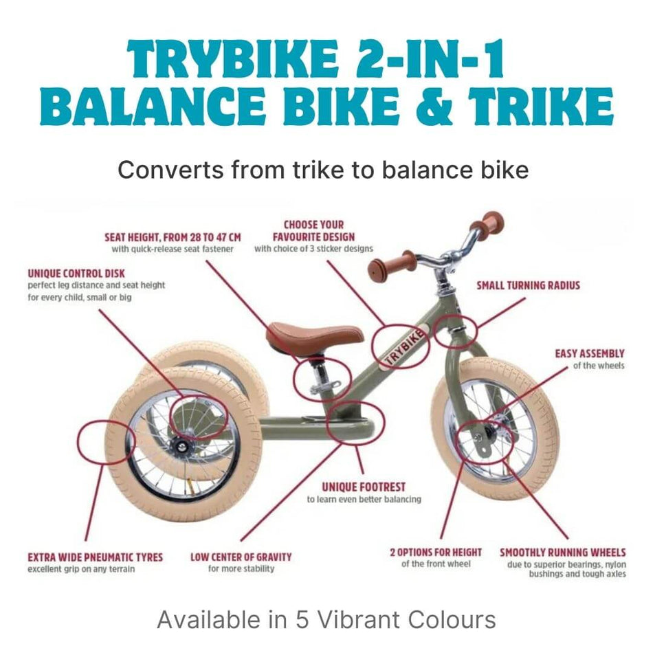Trybike 2-in-1 Convertible Balance Bike & Trike