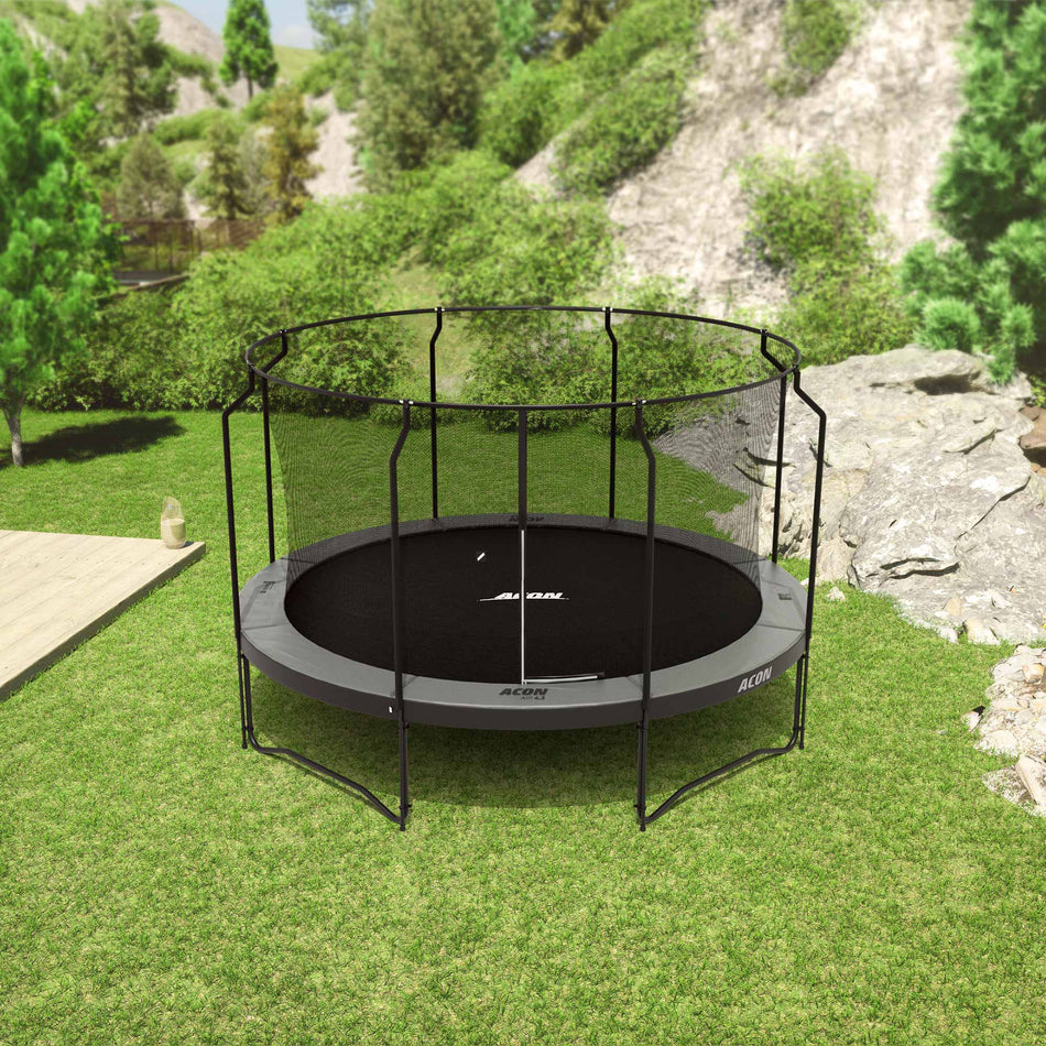 ACON Air 14ft Black Round Trampoline with Premium Net and Ladder