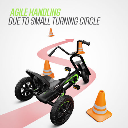 BERG Buddy Choppy Neo Pedal Go-Kart is agile due to its small turning angle