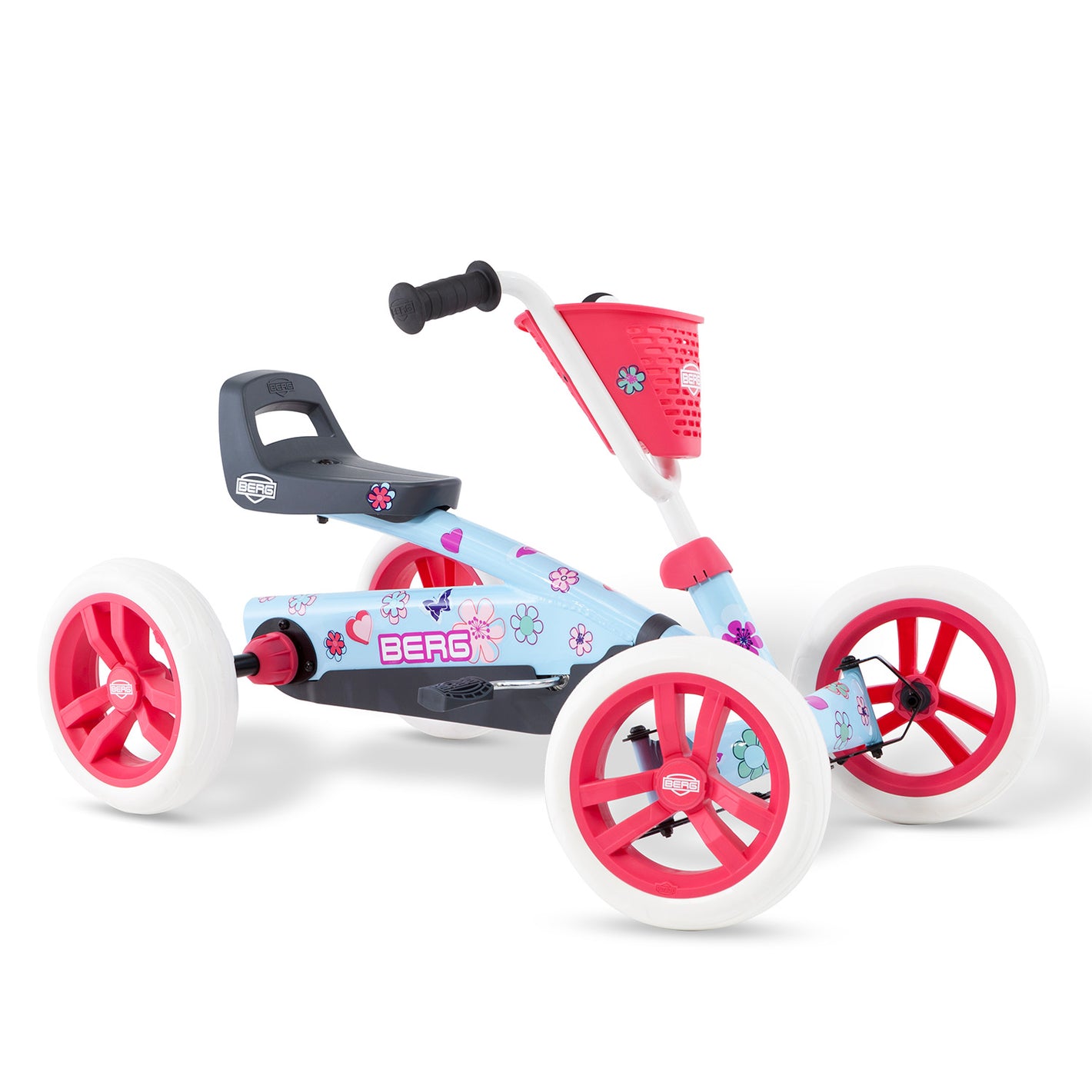 Right angled photo of BERG Buzzy Bloom Pedal Go-Kart