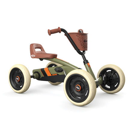 Right angle photo of BERG Buzzy Retro Green Pedal Go-Kart