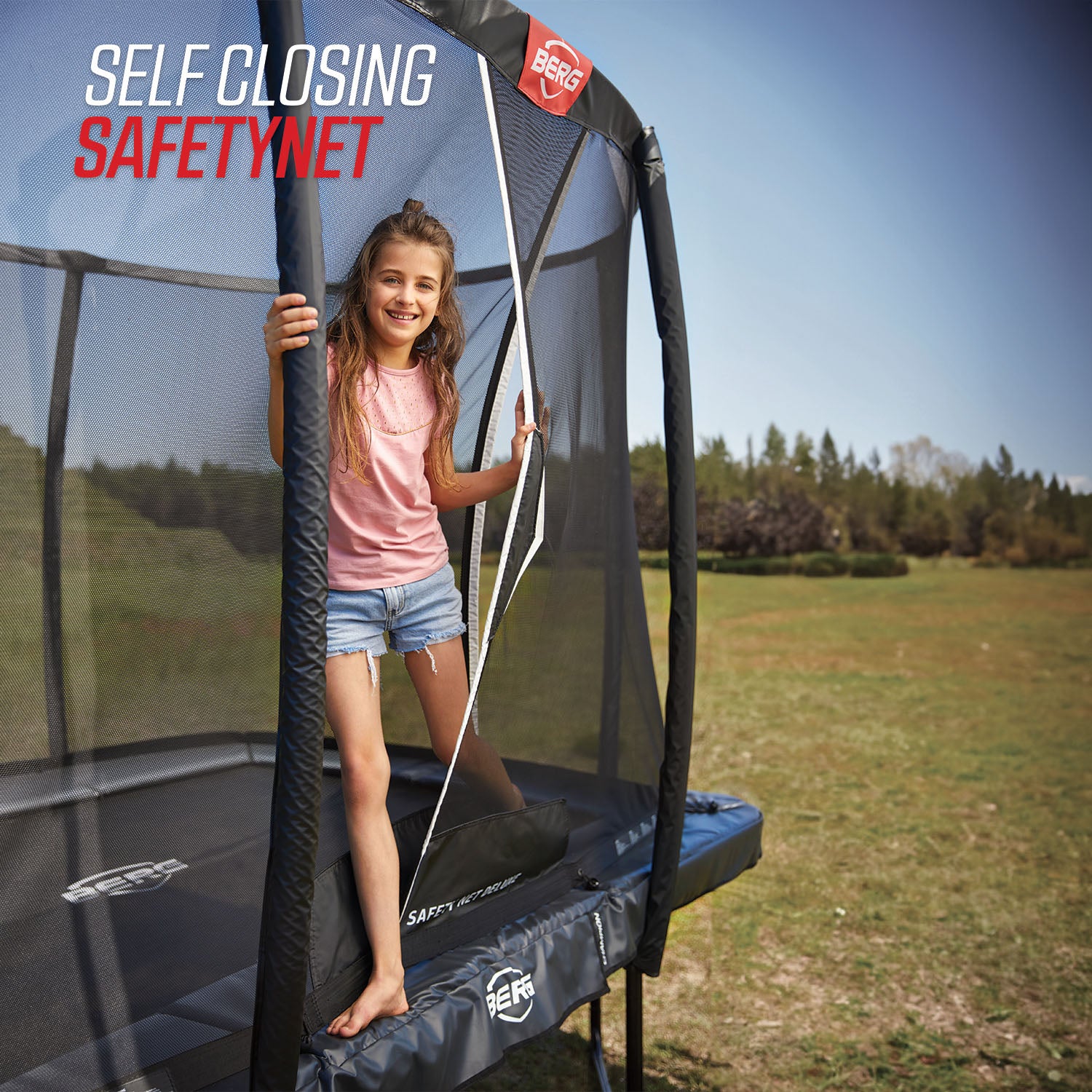 BERG Champion Trampoline with Safety Net - self closing safety net