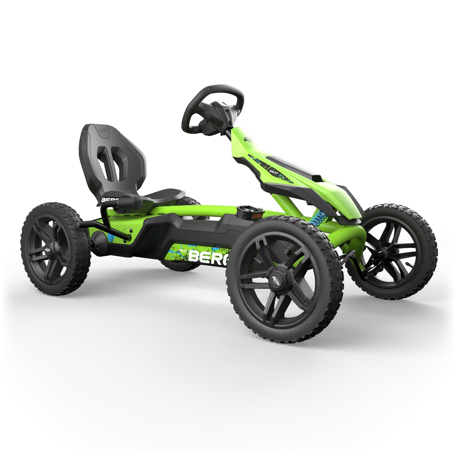 Right angle view of BERG Rally DRT Green Pedal Go-Kart