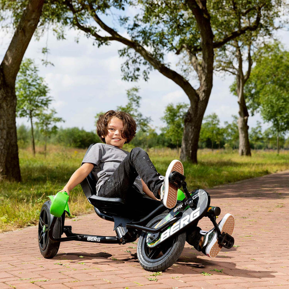 Boy steering in BERG Street-X Venom Pedal Go-Kart