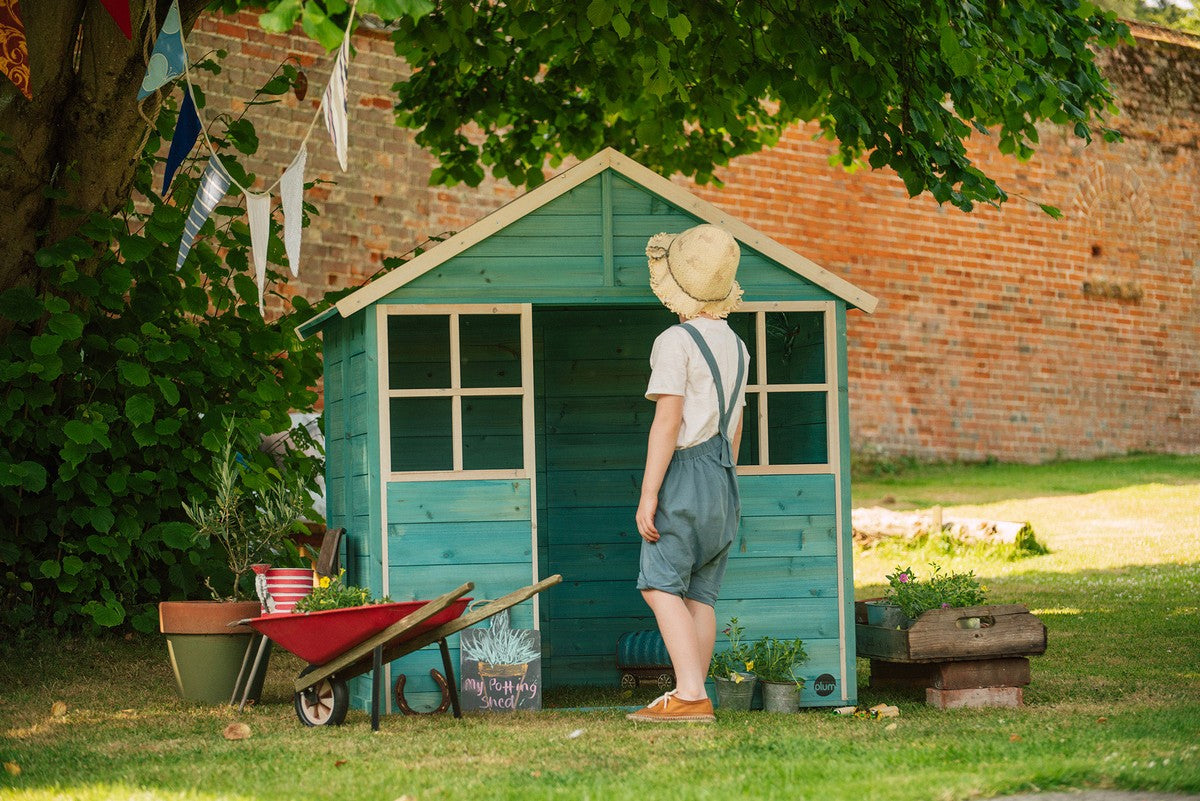 Plum® Garden Hut Wooden Playhouse [Teal]