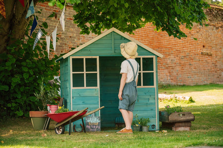 Plum® Garden Hut Wooden Playhouse [Teal]